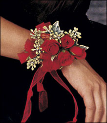 Red-Hot Roses Wristlet from Parkway Florist in Pittsburgh PA Red-Hot Roses Wristlet from Parkway Florist in Pittsburgh PA