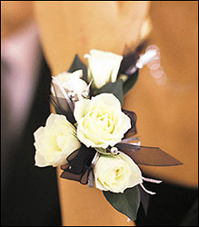 White Mini Roses Wristlet from Parkway Florist in Pittsburgh PA