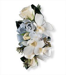 White Rose and Orchid Corsage from Parkway Florist in Pittsburgh PA